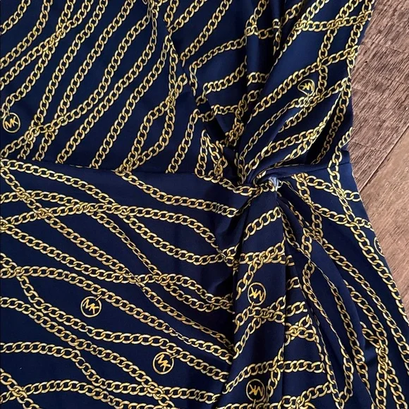 Michael Kors Navy and Gold Chain Pattern Dress - Picture 5 of 8